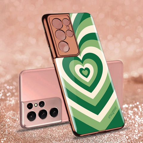 Samsung Galaxy S21 Ultra 5G Cover - O'Nation Heartbeat Series - Premium Electroplated Infinity Ultra Shine Glass Soft Silicon Borders Case