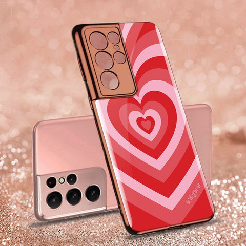 Samsung Galaxy S21 Ultra 5G Cover - O'Nation Heartbeat Series - Premium Electroplated Infinity Ultra Shine Glass Soft Silicon Borders Case