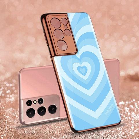 Samsung Galaxy S21 Ultra 5G Cover - O'Nation Heartbeat Series - Premium Electroplated Infinity Ultra Shine Glass Soft Silicon Borders Case
