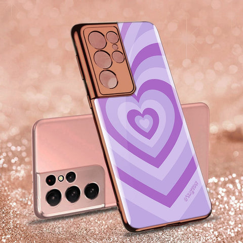 Samsung Galaxy S21 Ultra 5G Cover - O'Nation Heartbeat Series - Premium Electroplated Infinity Ultra Shine Glass Soft Silicon Borders Case