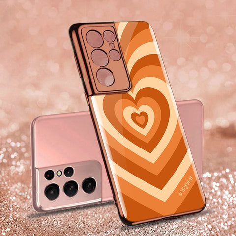 Samsung Galaxy S21 Ultra 5G Cover - O'Nation Heartbeat Series - Premium Electroplated Infinity Ultra Shine Glass Soft Silicon Borders Case