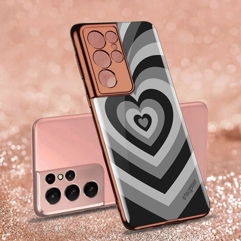Samsung Galaxy S21 Ultra 5G Cover - O'Nation Heartbeat Series - Premium Electroplated Infinity Ultra Shine Glass Soft Silicon Borders Case