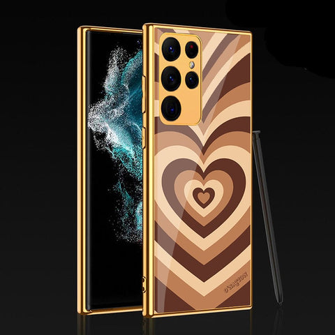 Samsung Galaxy S22 Ultra 5G Cover - O'Nation Heartbeat Series - Premium Electroplated Infinity Ultra Shine Glass Soft Silicon Borders Case