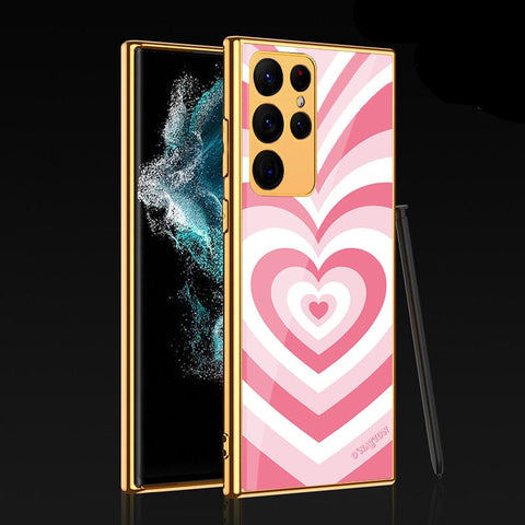 Samsung Galaxy S22 Ultra 5G Cover - O'Nation Heartbeat Series - Premium Electroplated Infinity Ultra Shine Glass Soft Silicon Borders Case