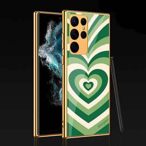 Samsung Galaxy S22 Ultra 5G Cover - O'Nation Heartbeat Series - Premium Electroplated Infinity Ultra Shine Glass Soft Silicon Borders Case
