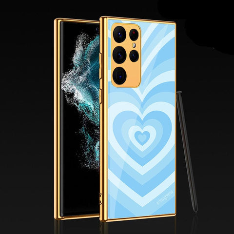 Samsung Galaxy S22 Ultra 5G Cover - O'Nation Heartbeat Series - Premium Electroplated Infinity Ultra Shine Glass Soft Silicon Borders Case