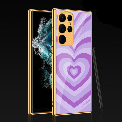 Samsung Galaxy S22 Ultra 5G Cover - O'Nation Heartbeat Series - Premium Electroplated Infinity Ultra Shine Glass Soft Silicon Borders Case