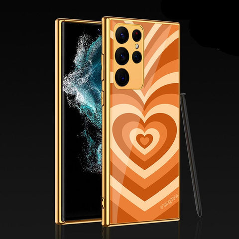 Samsung Galaxy S22 Ultra 5G Cover - O'Nation Heartbeat Series - Premium Electroplated Infinity Ultra Shine Glass Soft Silicon Borders Case
