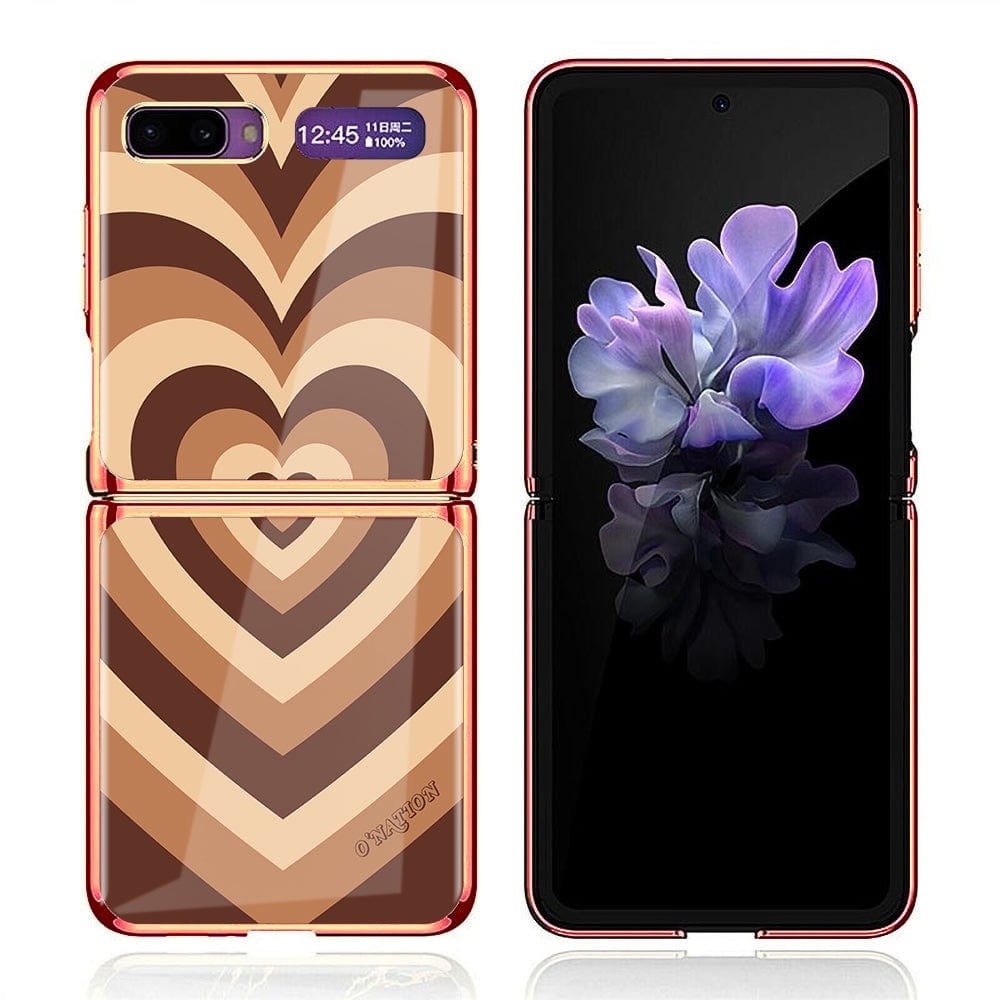 Samsung Galaxy Z Flip Cover - O'Nation Heartbeat Series - Premium Electroplated Infinity Ultra Shine Glass Soft Silicon Borders Case