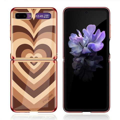 Samsung Galaxy Z Flip Cover - O'Nation Heartbeat Series - Premium Electroplated Infinity Ultra Shine Glass Soft Silicon Borders Case