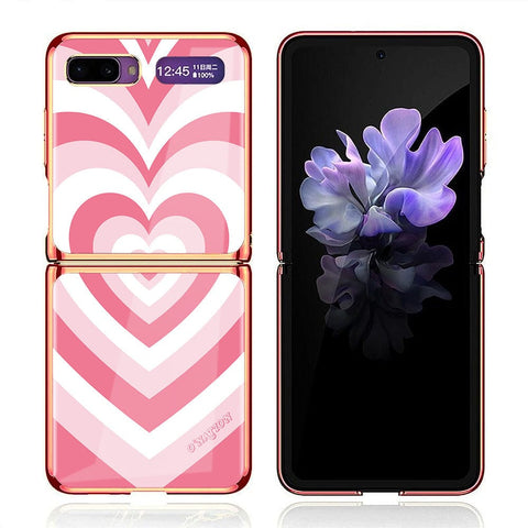 Samsung Galaxy Z Flip Cover - O'Nation Heartbeat Series - Premium Electroplated Infinity Ultra Shine Glass Soft Silicon Borders Case
