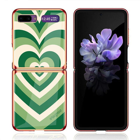 Samsung Galaxy Z Flip Cover - O'Nation Heartbeat Series - Premium Electroplated Infinity Ultra Shine Glass Soft Silicon Borders Case
