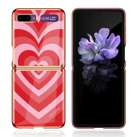 Samsung Galaxy Z Flip Cover - O'Nation Heartbeat Series - Premium Electroplated Infinity Ultra Shine Glass Soft Silicon Borders Case