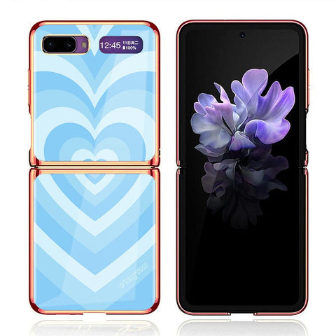 Samsung Galaxy Z Flip Cover - O'Nation Heartbeat Series - Premium Electroplated Infinity Ultra Shine Glass Soft Silicon Borders Case