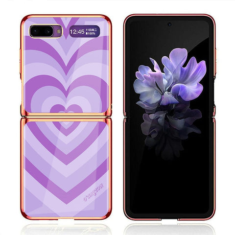 Samsung Galaxy Z Flip Cover - O'Nation Heartbeat Series - Premium Electroplated Infinity Ultra Shine Glass Soft Silicon Borders Case