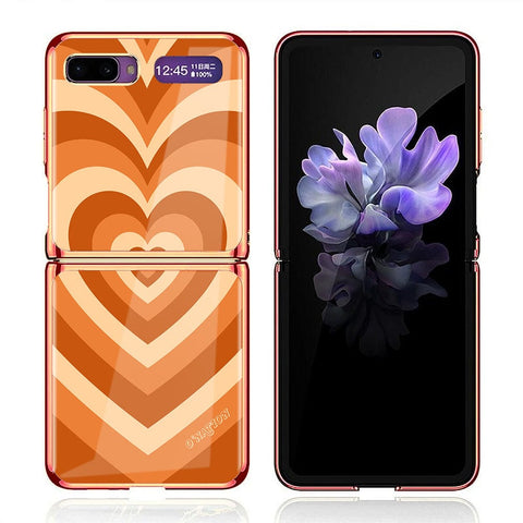 Samsung Galaxy Z Flip Cover - O'Nation Heartbeat Series - Premium Electroplated Infinity Ultra Shine Glass Soft Silicon Borders Case