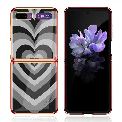 Samsung Galaxy Z Flip Cover - O'Nation Heartbeat Series - Premium Electroplated Infinity Ultra Shine Glass Soft Silicon Borders Case