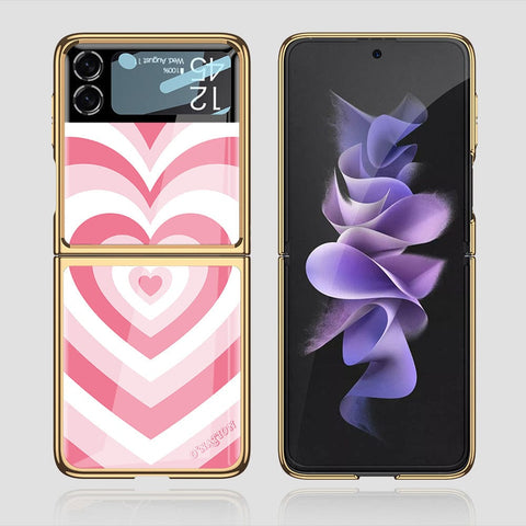 Samsung Galaxy Z Flip 3 5G Cover - O'Nation Heartbeat Series - Premium Electroplated Infinity Ultra Shine Glass Soft Silicon Borders Case