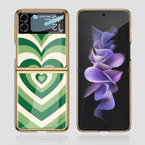 Samsung Galaxy Z Flip 3 5G Cover - O'Nation Heartbeat Series - Premium Electroplated Infinity Ultra Shine Glass Soft Silicon Borders Case
