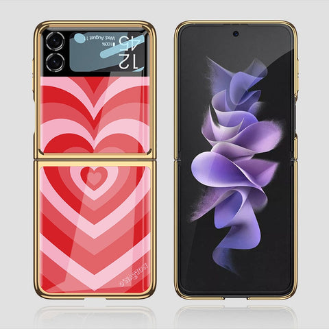 Samsung Galaxy Z Flip 3 5G Cover - O'Nation Heartbeat Series - Premium Electroplated Infinity Ultra Shine Glass Soft Silicon Borders Case