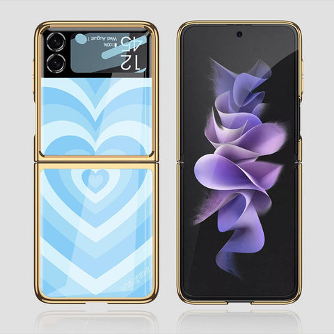 Samsung Galaxy Z Flip 3 5G Cover - O'Nation Heartbeat Series - Premium Electroplated Infinity Ultra Shine Glass Soft Silicon Borders Case