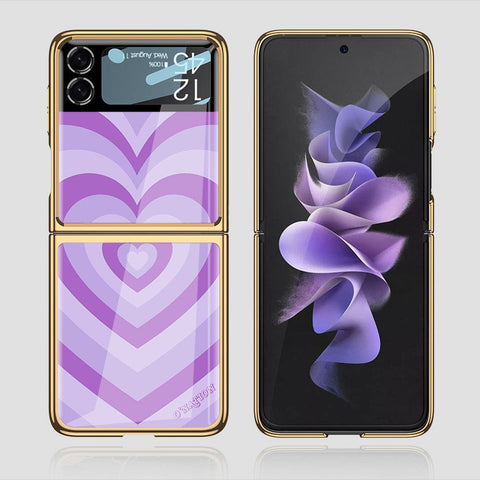 Samsung Galaxy Z Flip 3 5G Cover - O'Nation Heartbeat Series - Premium Electroplated Infinity Ultra Shine Glass Soft Silicon Borders Case
