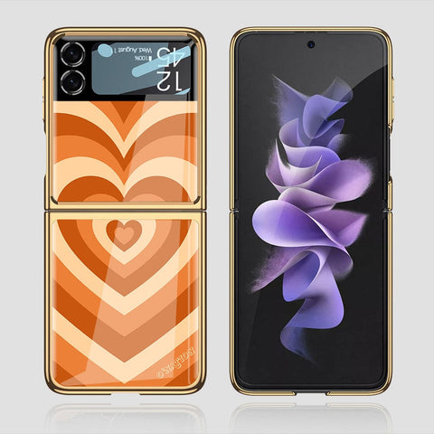 Samsung Galaxy Z Flip 3 5G Cover - O'Nation Heartbeat Series - Premium Electroplated Infinity Ultra Shine Glass Soft Silicon Borders Case
