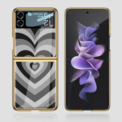 Samsung Galaxy Z Flip 3 5G Cover - O'Nation Heartbeat Series - Premium Electroplated Infinity Ultra Shine Glass Soft Silicon Borders Case