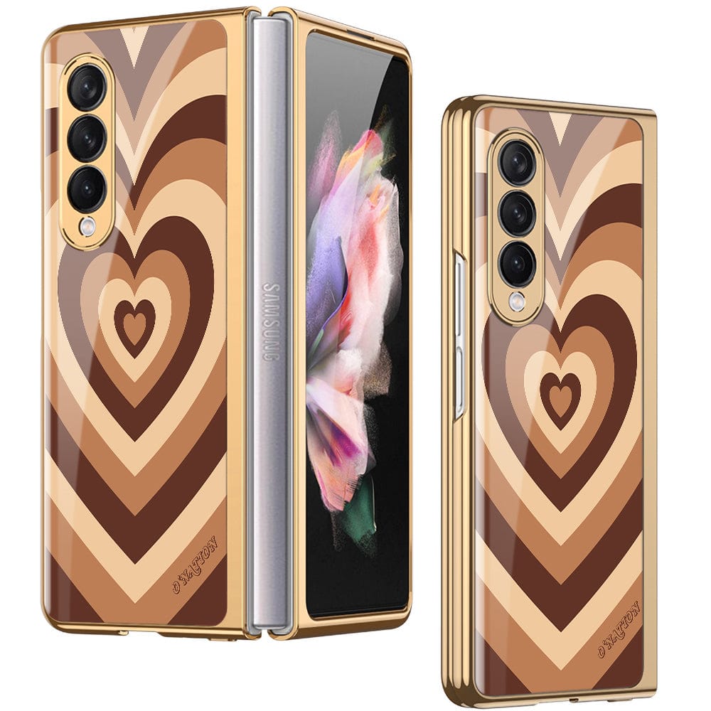 Samsung Galaxy Z Fold 3 5G Cover - O'Nation Heartbeat Series - Premium Electroplated Infinity Ultra Shine Glass Soft Silicon Borders Case