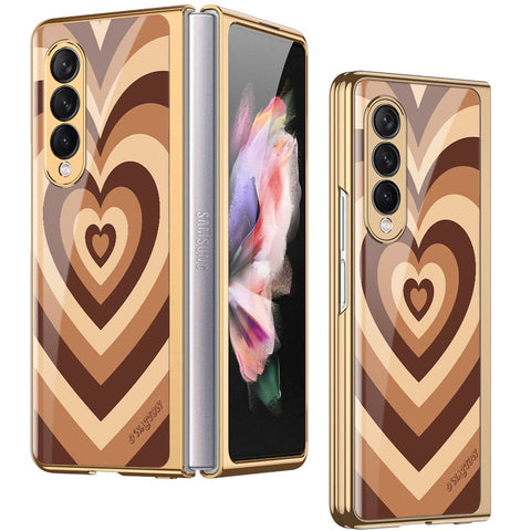 Samsung Galaxy Z Fold 3 5G Cover - O'Nation Heartbeat Series - Premium Electroplated Infinity Ultra Shine Glass Soft Silicon Borders Case