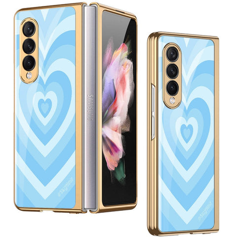Samsung Galaxy Z Fold 3 5G Cover - O'Nation Heartbeat Series - Premium Electroplated Infinity Ultra Shine Glass Soft Silicon Borders Case