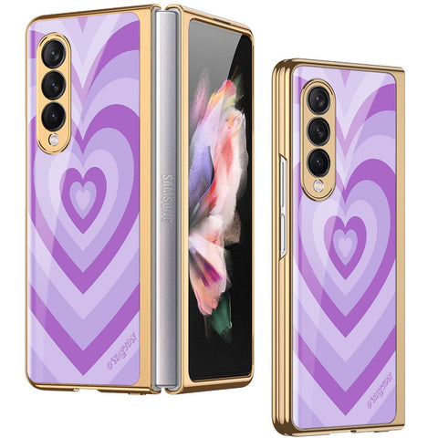 Samsung Galaxy Z Fold 3 5G Cover - O'Nation Heartbeat Series - Premium Electroplated Infinity Ultra Shine Glass Soft Silicon Borders Case