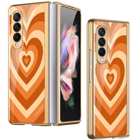Samsung Galaxy Z Fold 3 5G Cover - O'Nation Heartbeat Series - Premium Electroplated Infinity Ultra Shine Glass Soft Silicon Borders Case