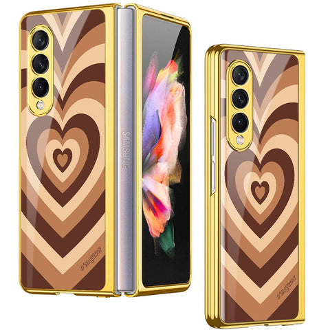 Samsung Galaxy Z Fold 4 5G Cover - O'Nation Heartbeat Series - Premium Electroplated Infinity Ultra Shine Glass Soft Silicon Borders Case