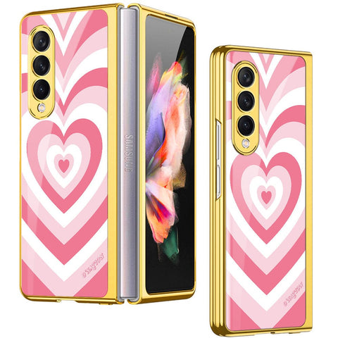 Samsung Galaxy Z Fold 4 5G Cover - O'Nation Heartbeat Series - Premium Electroplated Infinity Ultra Shine Glass Soft Silicon Borders Case