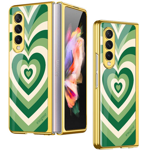 Samsung Galaxy Z Fold 4 5G Cover - O'Nation Heartbeat Series - Premium Electroplated Infinity Ultra Shine Glass Soft Silicon Borders Case