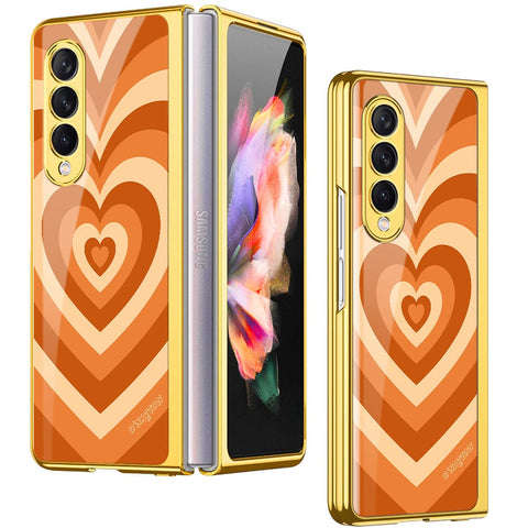Samsung Galaxy Z Fold 4 5G Cover - O'Nation Heartbeat Series - Premium Electroplated Infinity Ultra Shine Glass Soft Silicon Borders Case