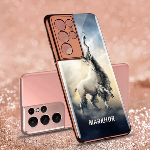 Samsung Galaxy S21 Ultra 5G Cover - Markhor Series - Premium Electroplated Infinity Ultra Shine Glass Soft Silicon Borders Case