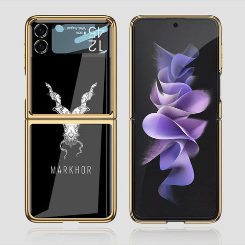 Samsung Galaxy Z Flip 3 5G Cover - Onation Heart Series - Premium Electroplated Infinity Ultra Shine Glass Soft Silicon Borders Case
