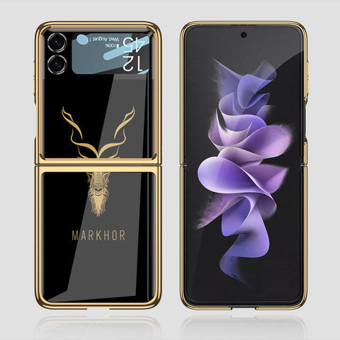 Samsung Galaxy Z Flip 3 5G Cover - Onation Heart Series - Premium Electroplated Infinity Ultra Shine Glass Soft Silicon Borders Case