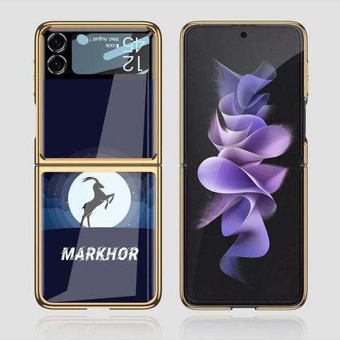 Samsung Galaxy Z Flip 3 5G Cover - Onation Heart Series - Premium Electroplated Infinity Ultra Shine Glass Soft Silicon Borders Case