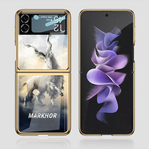 Samsung Galaxy Z Flip 3 5G Cover - Onation Heart Series - Premium Electroplated Infinity Ultra Shine Glass Soft Silicon Borders Case