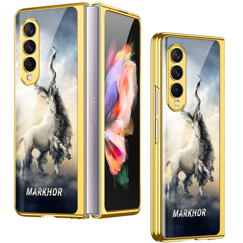 Samsung Galaxy Z Fold 4 5G Cover - Markhor Series - Premium Electroplated Infinity Ultra Shine Glass Soft Silicon Borders Case
