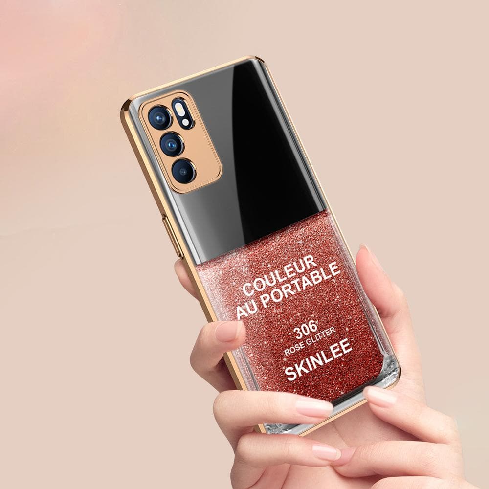Oppo Reno 6 Pro 5G Cover - Couleur Au Portable Series - Premium Electroplated Infinity Ultra Shine Glass Soft Silicon Borders Case
