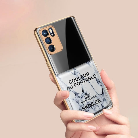 Oppo Reno 6 Pro 5G Cover - Couleur Au Portable Series - Premium Electroplated Infinity Ultra Shine Glass Soft Silicon Borders Case