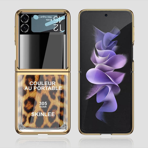Samsung Galaxy Z Flip 3 5G Cover - Couleur Au Portable Series - Premium Electroplated Infinity Ultra Shine Glass Soft Silicon Borders Case