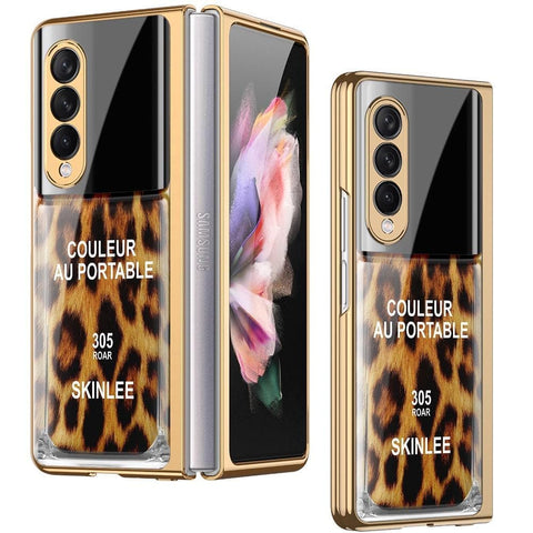 Samsung Galaxy Z Fold 3 5G Cover - Couleur Au Portable Series - Premium Electroplated Infinity Ultra Shine Glass Soft Silicon Borders Case