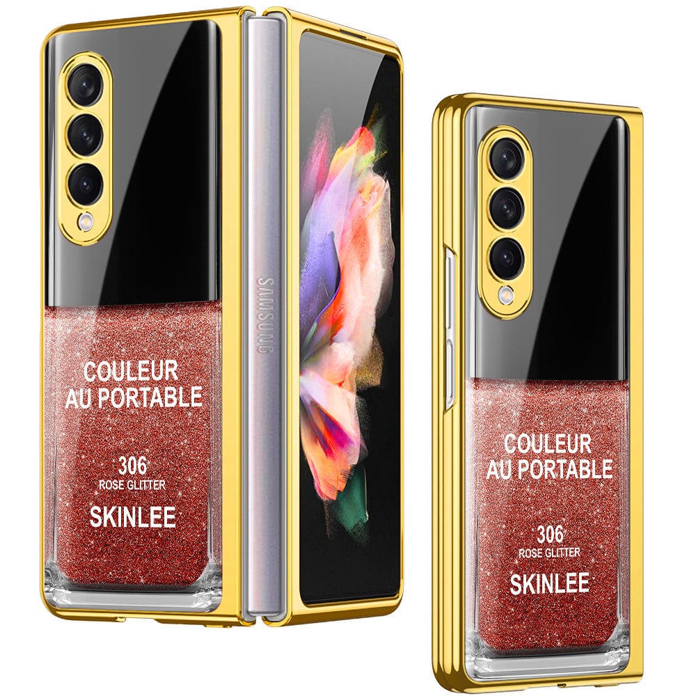 Samsung Galaxy Z Fold 4 5G Cover- Couleur Au Portable Series - Premium Electroplated Infinity Ultra Shine Glass Soft Silicon Borders Case
