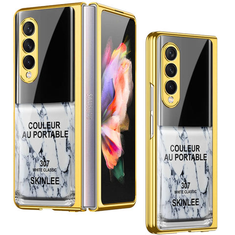 Samsung Galaxy Z Fold 4 5G Cover- Couleur Au Portable Series - Premium Electroplated Infinity Ultra Shine Glass Soft Silicon Borders Case