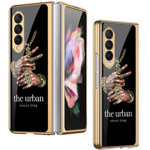 Samsung Galaxy Z Fold 3 5G Cover - Stellar Series - Premium Electroplated Infinity Ultra Shine Glass Soft Silicon Borders Case